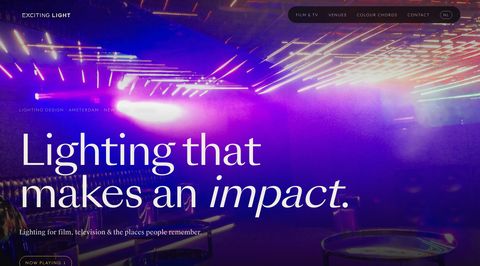 The home page of Exciting Light