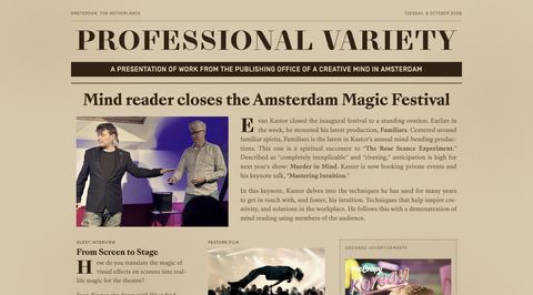 The home page of Professional Variety