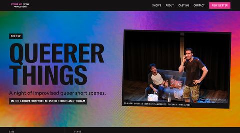 The home page of Strike Me Pink Productions